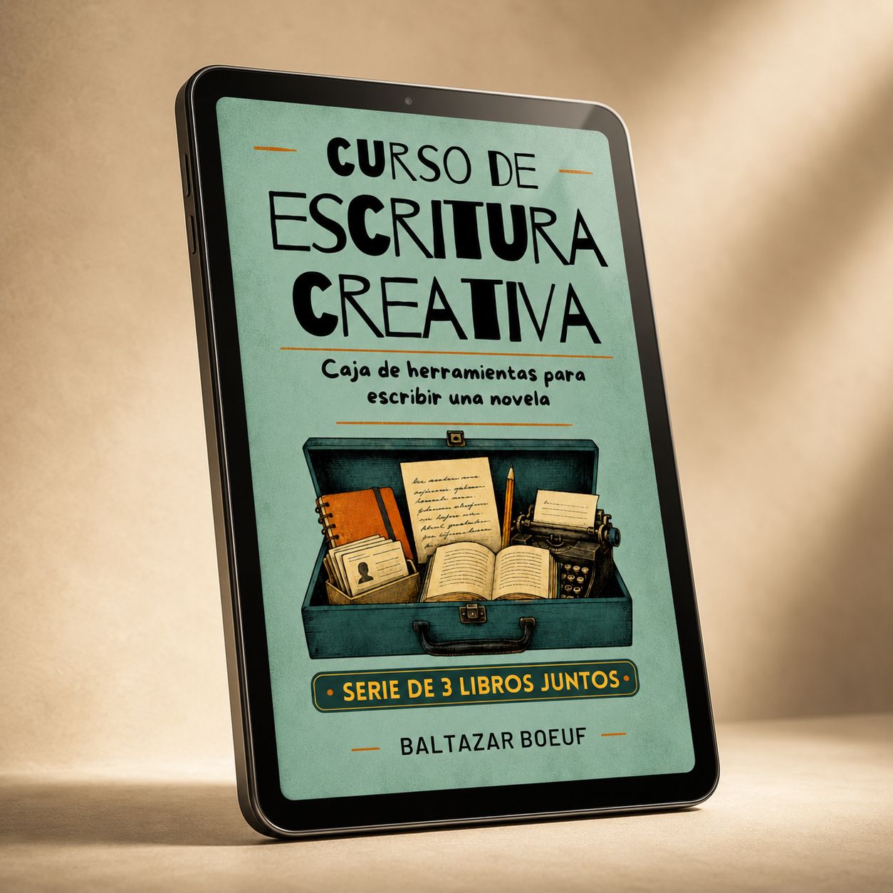 Mockup 3D del curso completo de escritura